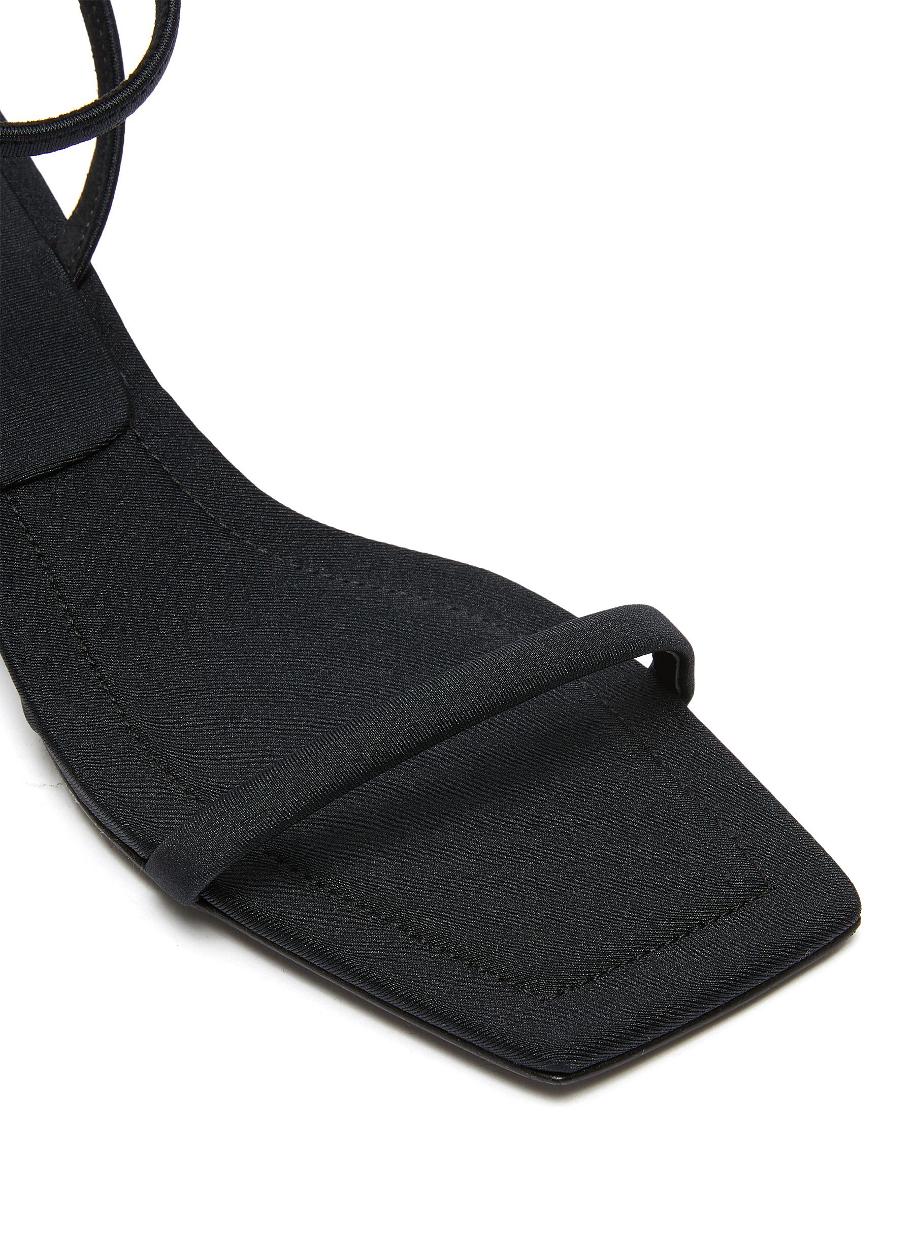 GIÀY ALEXANDERWANG 'JESSIE' CRYSTAL EMBELLISHED LOGO ANKLE NYLON STRAP HEELED SANDALS