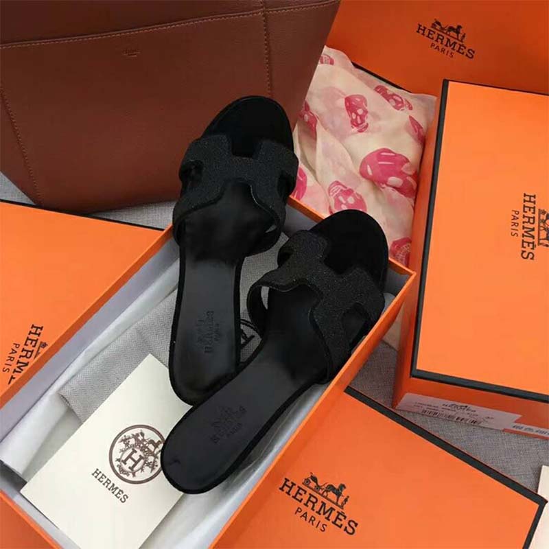 GIÀY Hermes Women Shoes Oasis sandal 50mm Heel-Black SS2022
