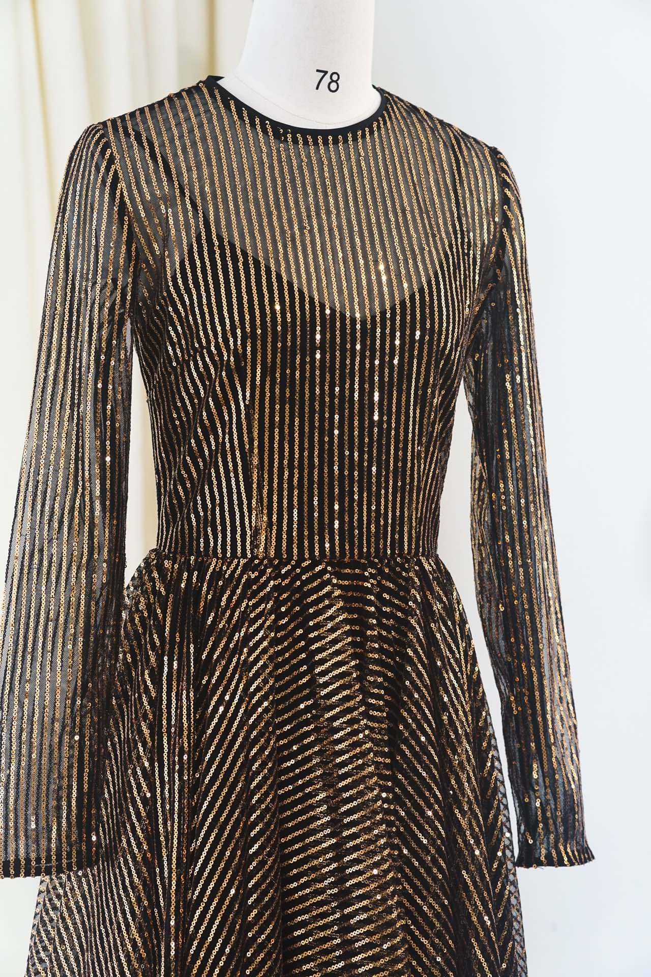 VÁY DOLCE & GABBANA ROUND NECK SEQUIN PARTY LONG DRESS High Classy