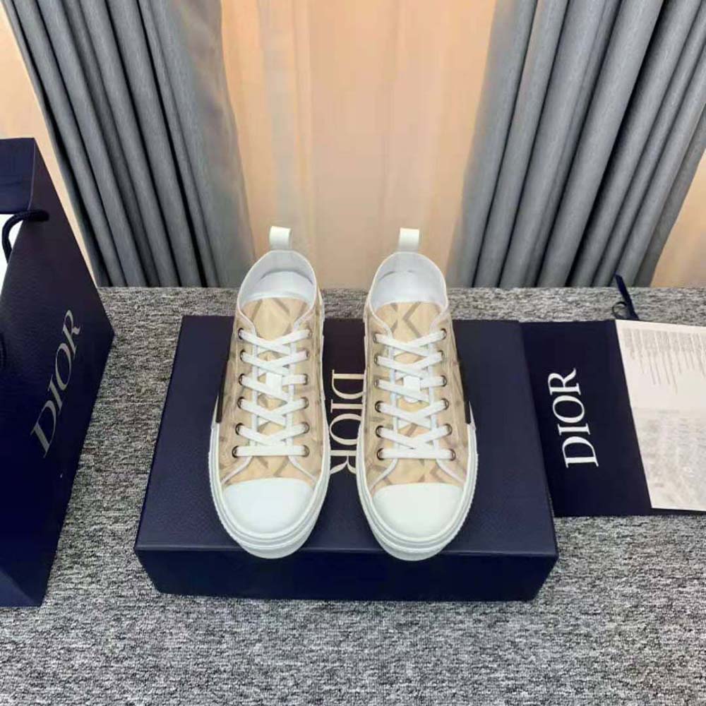 GIÀY DIOR  B23 Low-Top Sneaker Natural CD Diamond Canvas