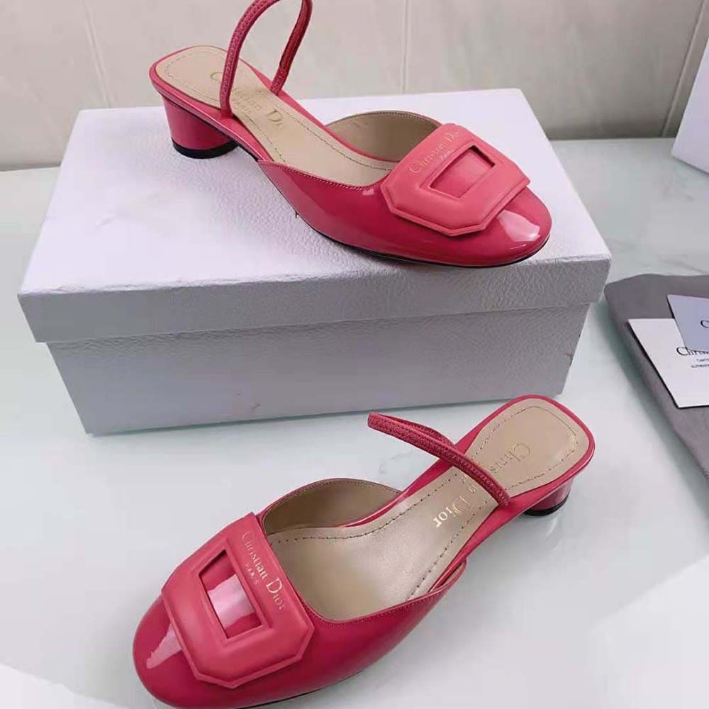 GIÀY Dior Women Day Slingback Pump Indy Pink Patent Calfskin