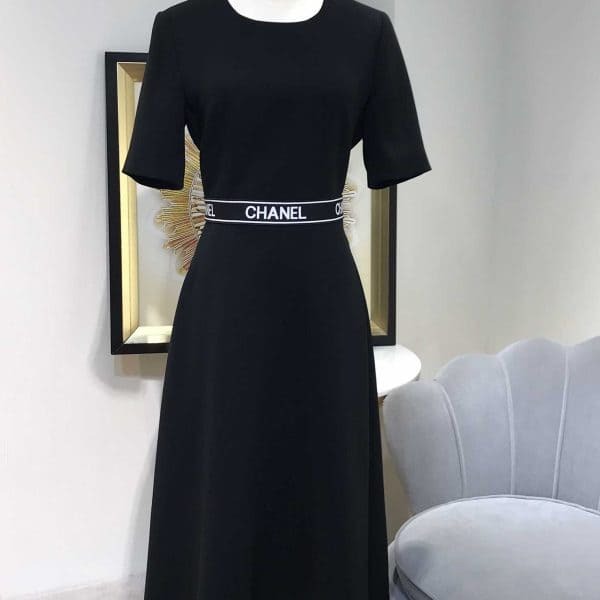 VÁY CHANEL Women Velvet Mini Dress-Black