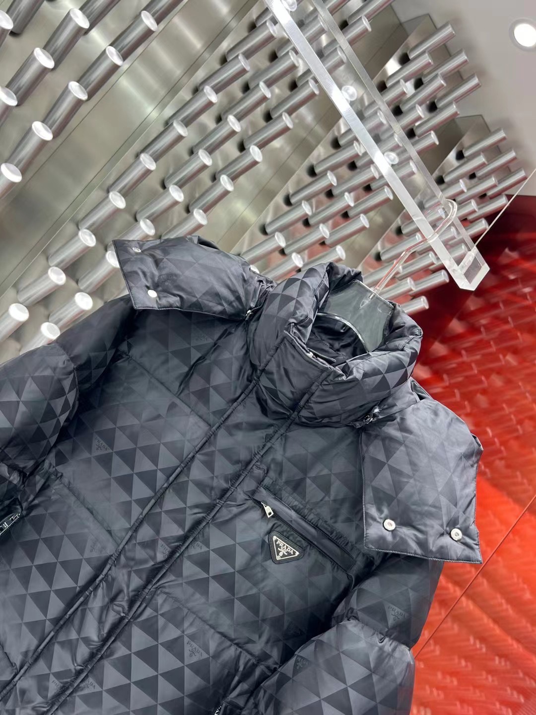 ÁO PRADA Triangle Down Jacket Coat
