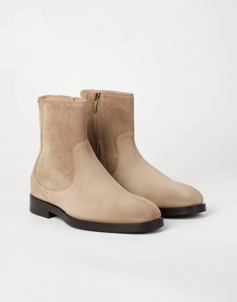 GIÀY BRUNELLO CUCINELLI CHELSEA BOOTS SHOES AAA DA LỘN CÓ KHÓA KÉO
