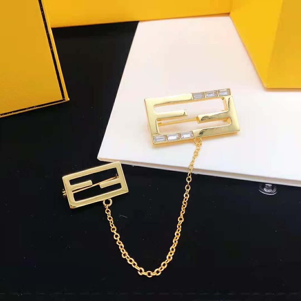 Cài áo Fendi Baguette Brooch Gold Coloured
