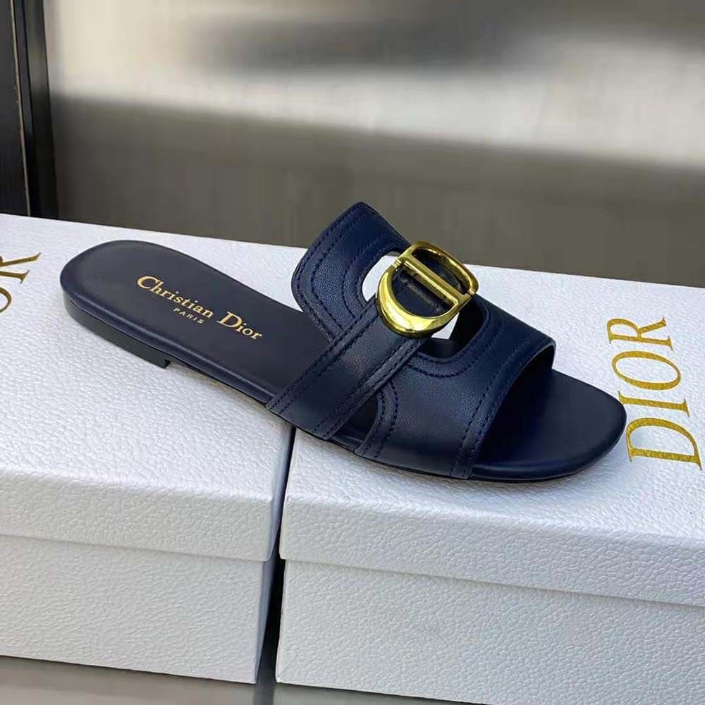 DÉP Dior Women 30 Montaigne Slide Black Calfskin