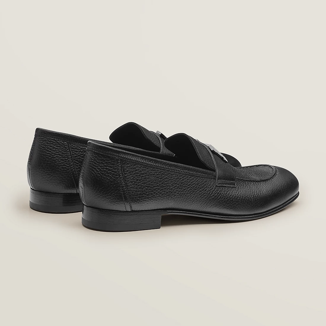 GIÀY HERMES PARIS LOAFER COWHIDE LEATHER NOIR SS2022