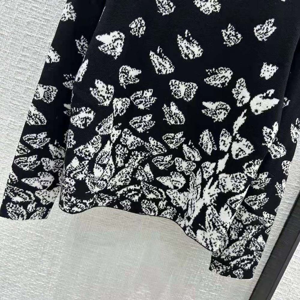 ÁO Dior Men Dioralps Reversible Sweater Black and White Technical Cashmere Knit