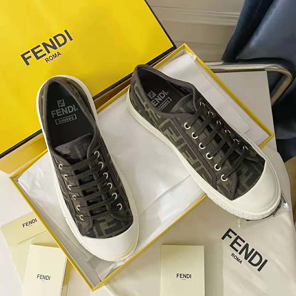 GIÀY FENDI Domino Brown FF Fabric Low-Tops SS2022