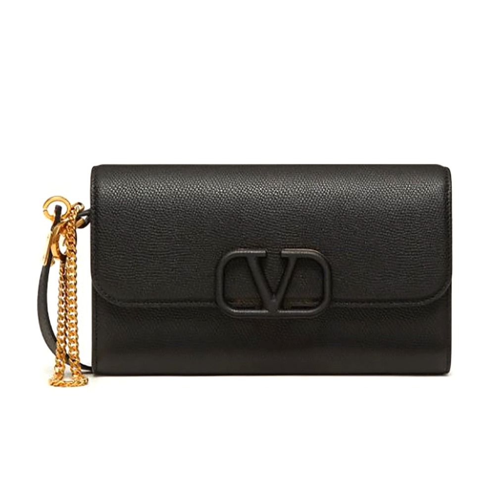 TÚI Valentino Vsling Grainy Calfskin Clutch with Shoulder Strap