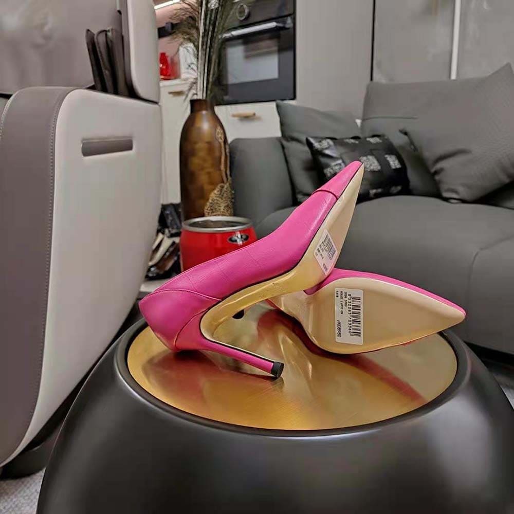 GIÀY Jimmy Choo Women Cass 95 Tan Croc-Embossed Leather Pumps-Pink