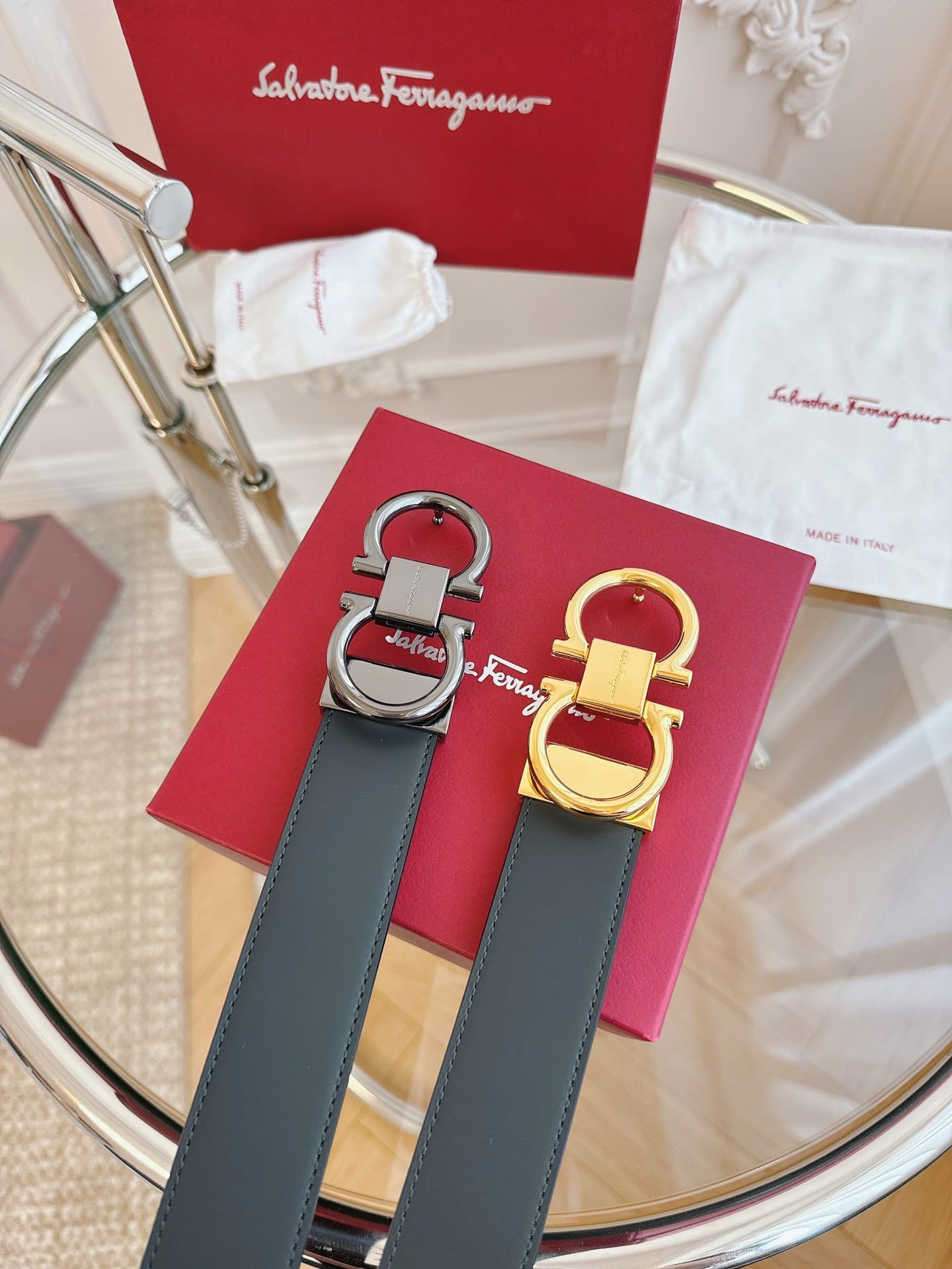DÂY LƯNG Salvatore Ferragamo Adjustable Gancini Belt Khóa bạc