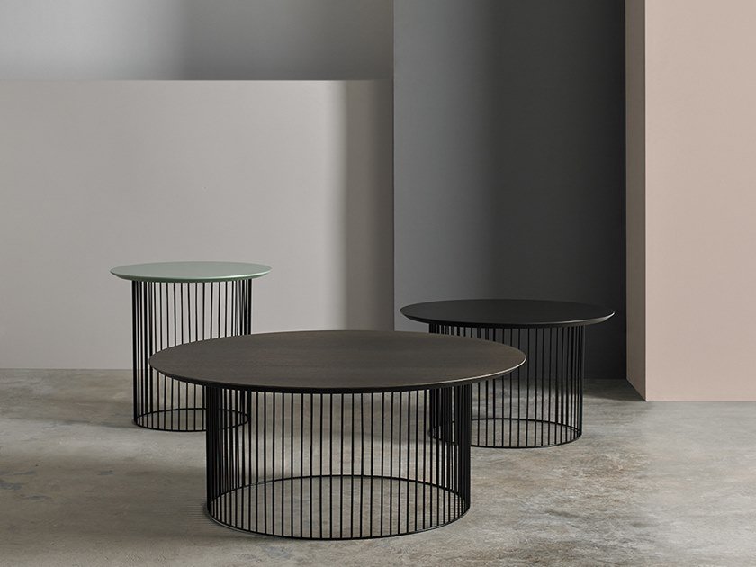 BÀN TRÀ PALERMO Round steel and wood COFFEE TABLE