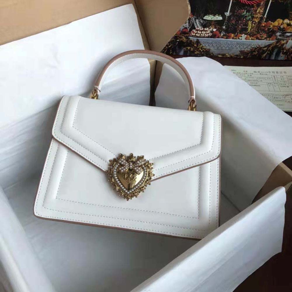 TÚI Dolce Gabbana D&G Women Small Smooth Calfskin Devotion Bag-White