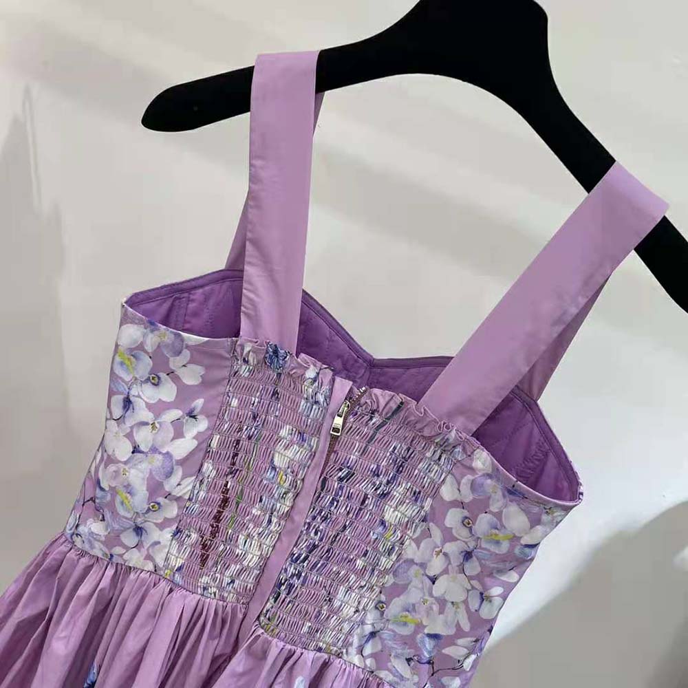 VÁY Dolce Gabbana D&G Women Calf-Length Bustier Dress in Rabbit-Print Poplin