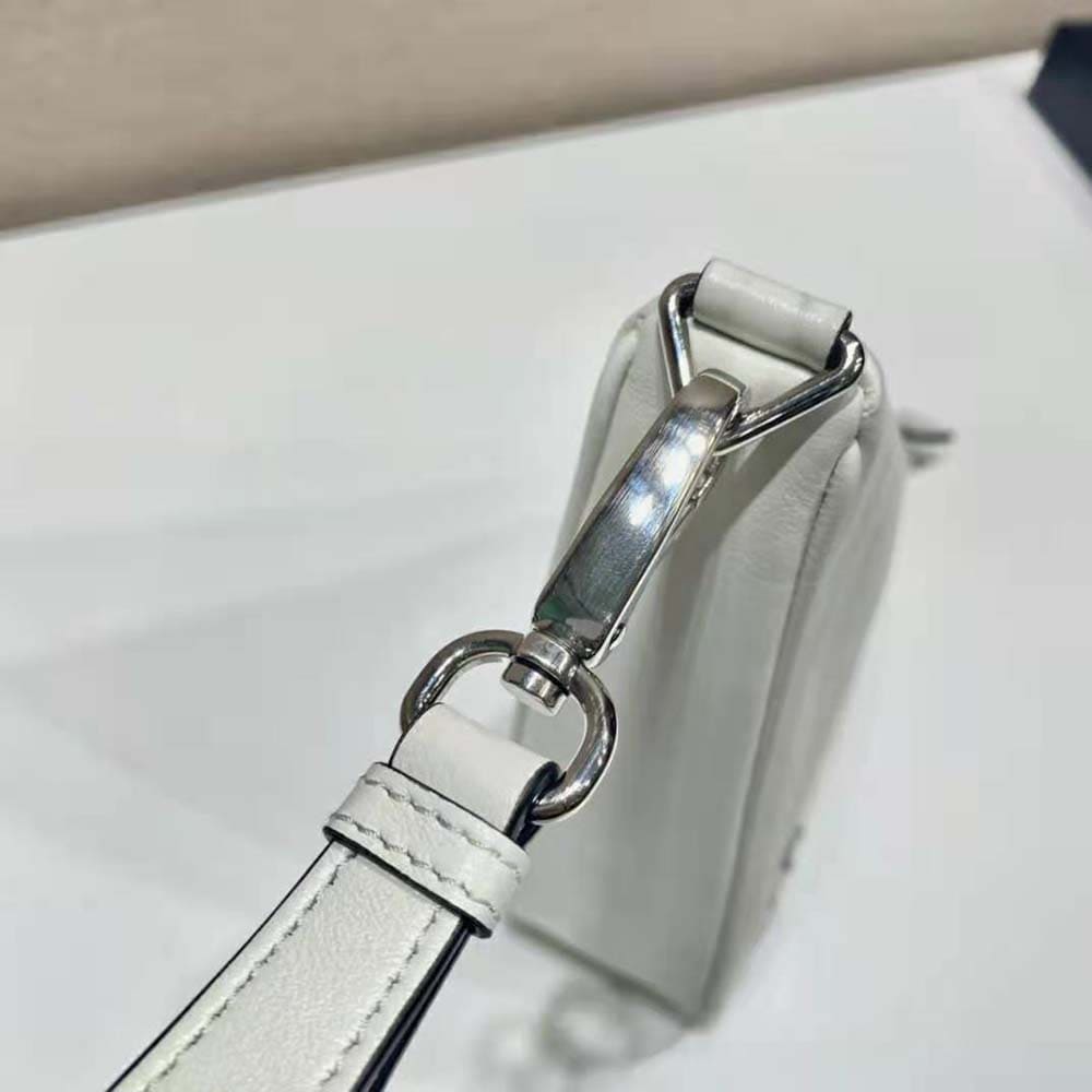 TÚI Prada Women Leather Triangle Leather Pouch-White