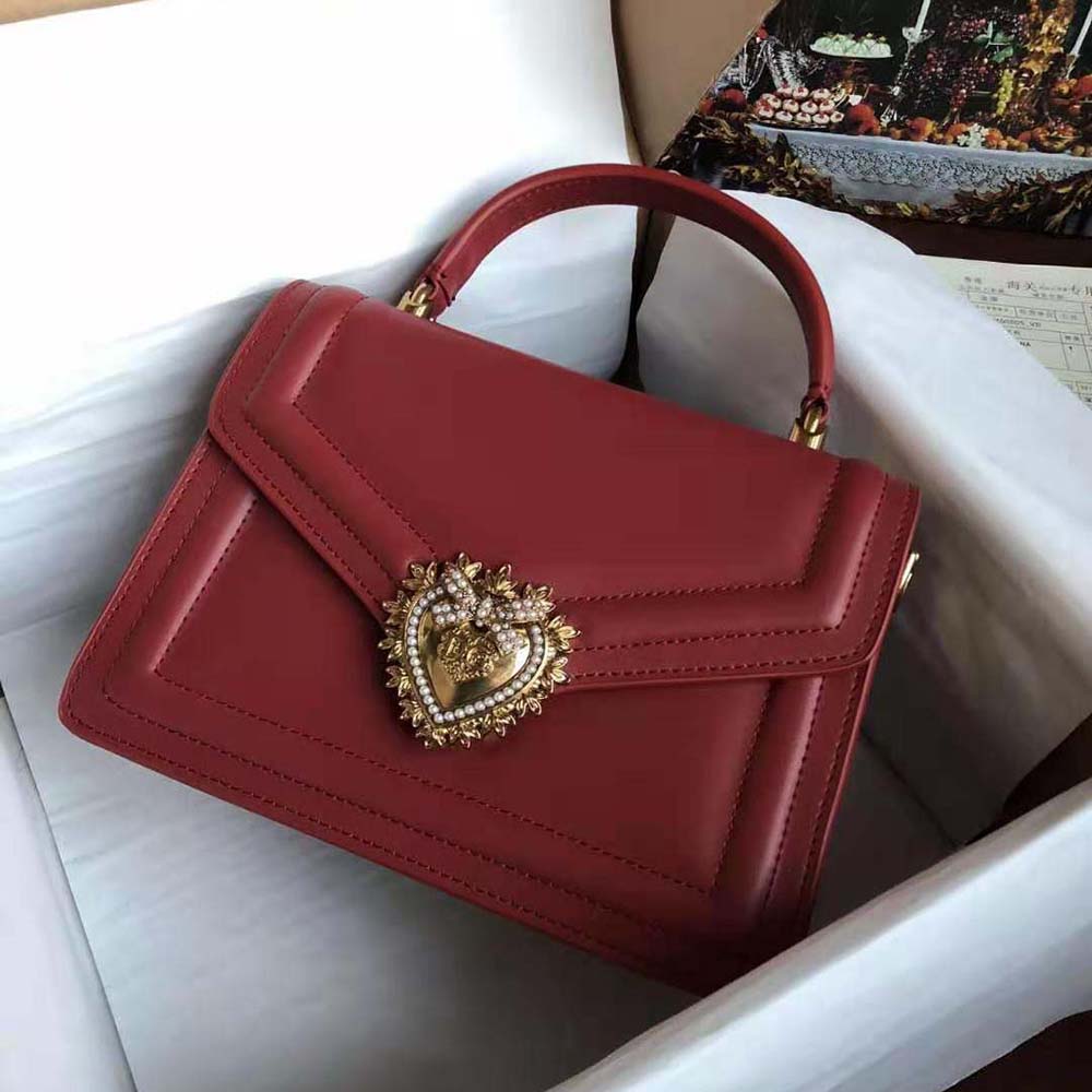 TÚI Dolce Gabbana D&G Women Small Smooth Calfskin Devotion Bag-Maroon