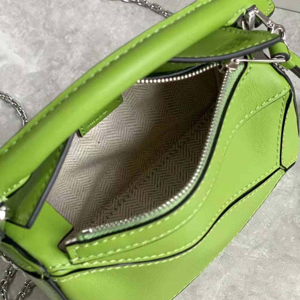 TÚI Loewe Women Nano Puzzle Bag in Classic Calfskin-Lime
