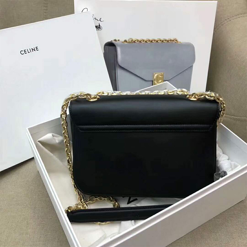 TÚI Celine Women Medium C Bag in Shiny Calfskin-Black