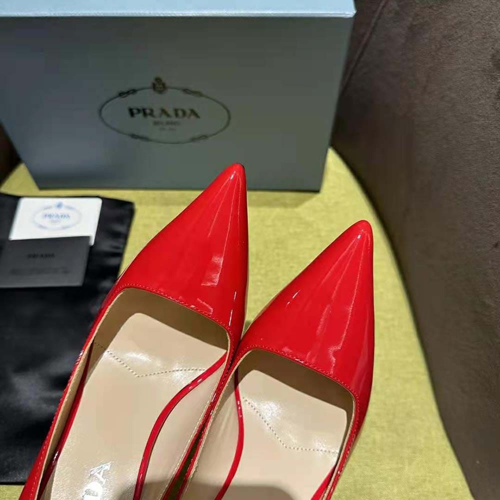 GIÀY Prada Women Patent Leather Pumps-Red
