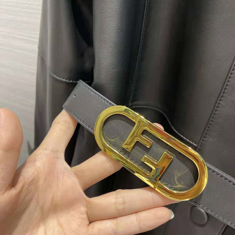 ÁO Fendi Women Black Waxed Leather Jacket ÁO DA