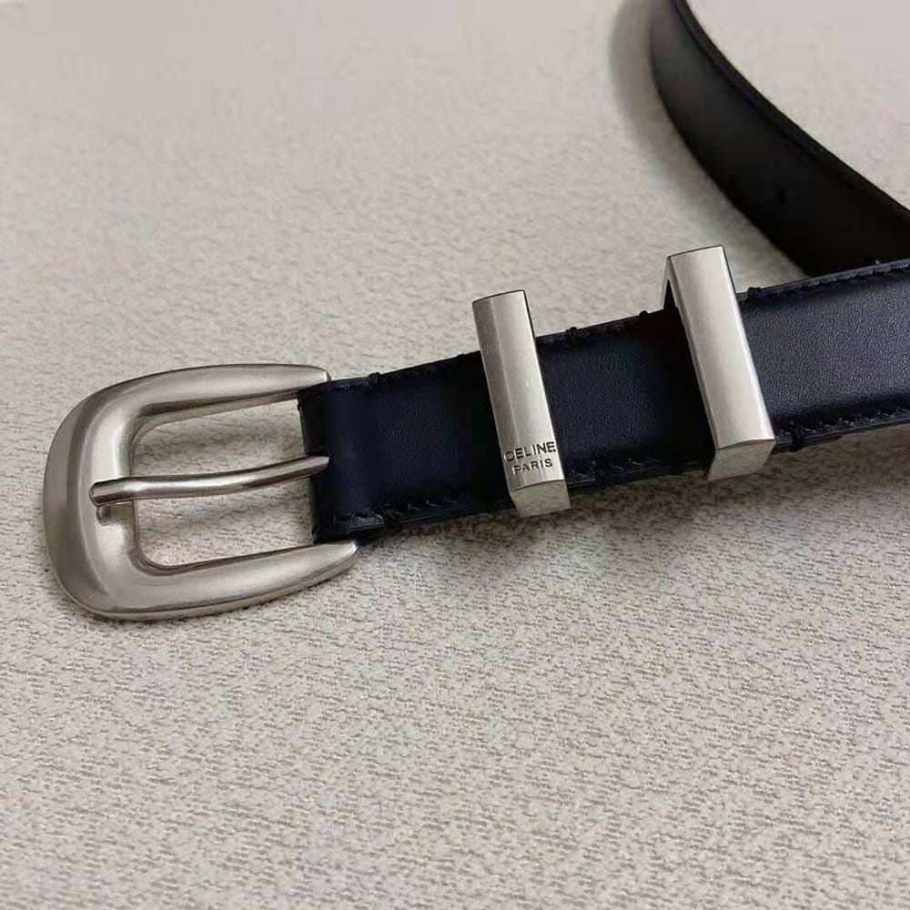 DÂY LƯNG Celine Women Medium Western Belt in Smooth Calfskin-Silver