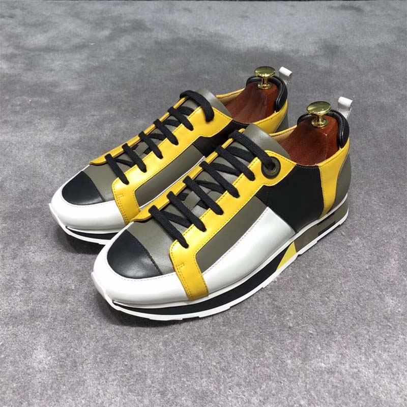 GIÀY Hermes Shoes Stadium Sneaker Black Yellow and Khaki SS2022