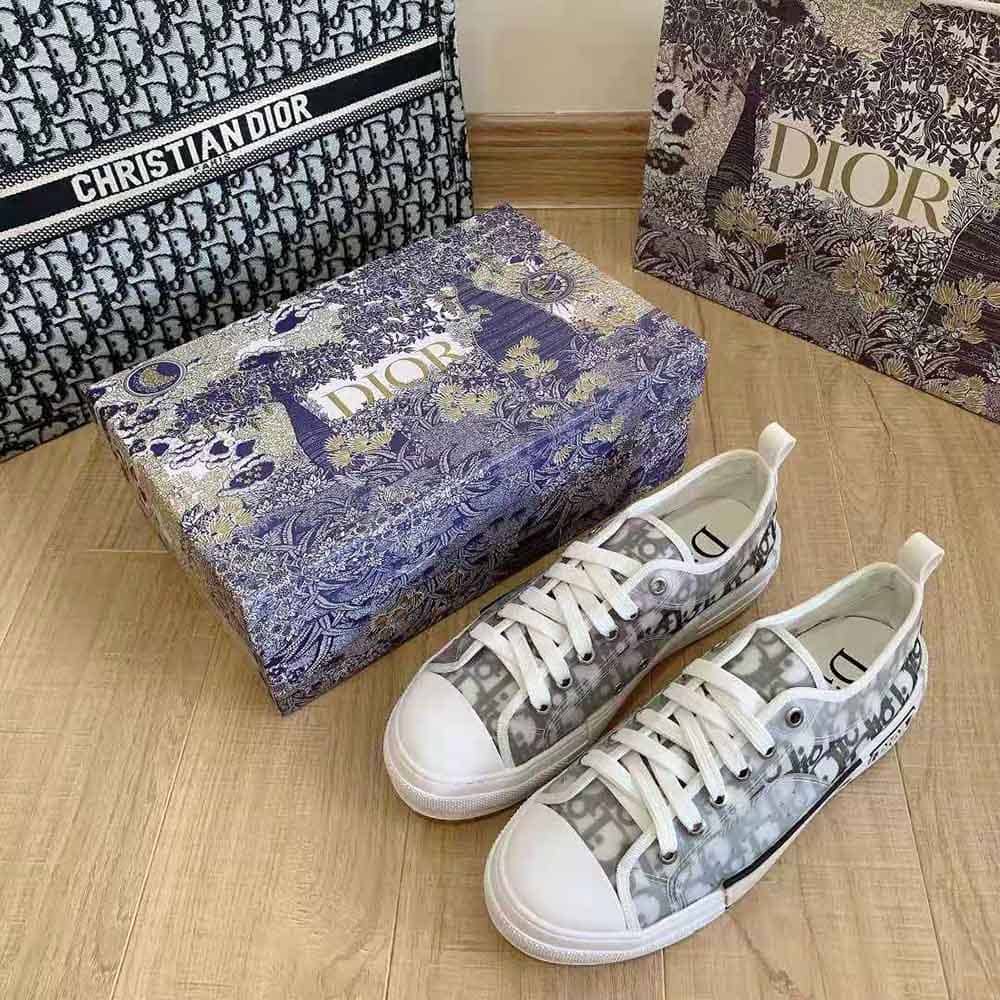 GIÀY DIOR B23 Low-Top Sneaker White and Black Dior Oblique Canvas