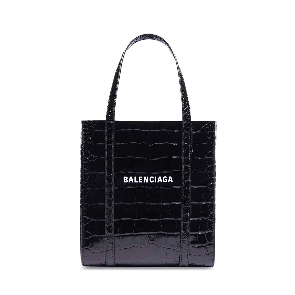 TÚI Balenciaga Everyday XXS Tote Bag in Black Shiny Crocodile Embossed Calfskin