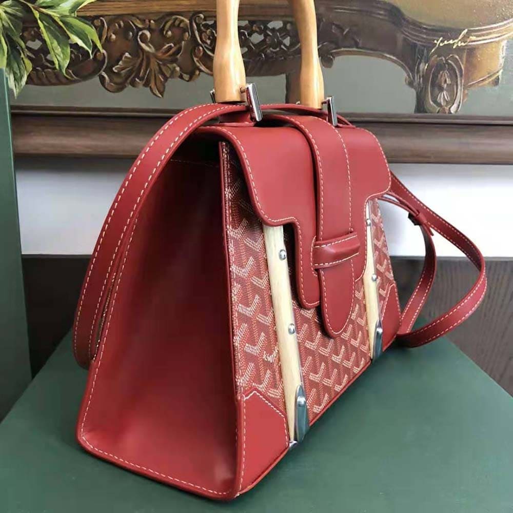 TÚI Goyard Women Sac Saïgon PM in Toile Goyardine & Clamecy Calfskin-Red