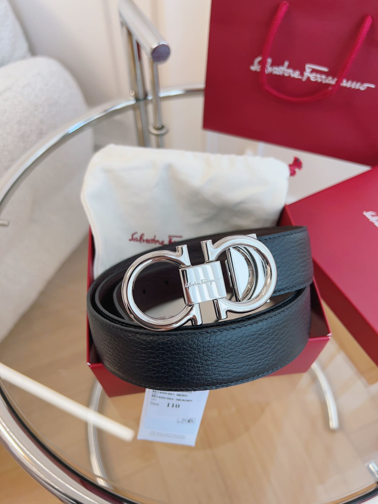 DÂY LƯNG Salvatore Ferragamo Adjustable Gancini Belt Khóa bạc