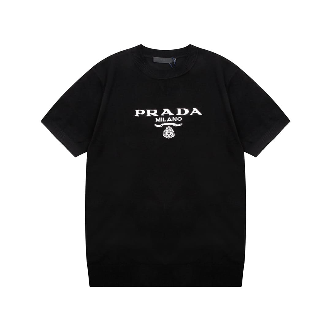 ÁO PRADA T SHIRT BLACK MÀU ĐEN THUN DỆT KIM