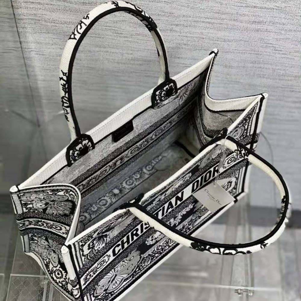 TÚI Dior Women Large Dior Book Tote Beige Multicolor Butterfly Bandana Embroidery