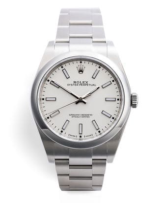 Đồng hồ Rolex Oyster Perpetual white dial mặt số màu trắng