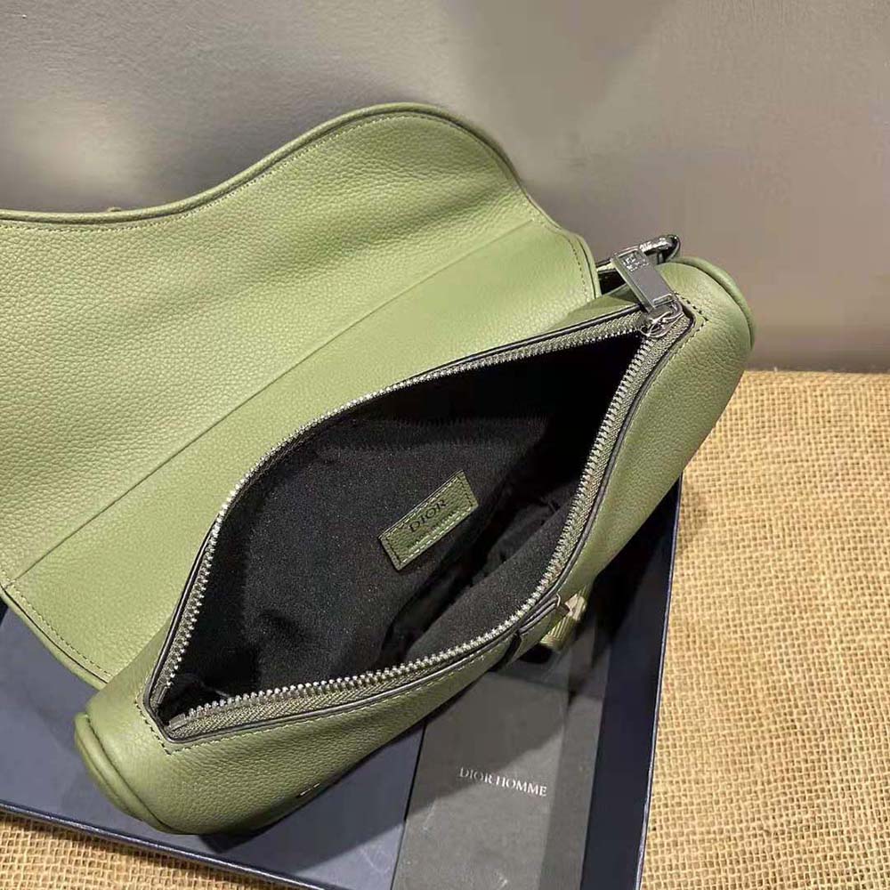 TÚI Dior Saddle Bag Khaki Grained Calfskin
