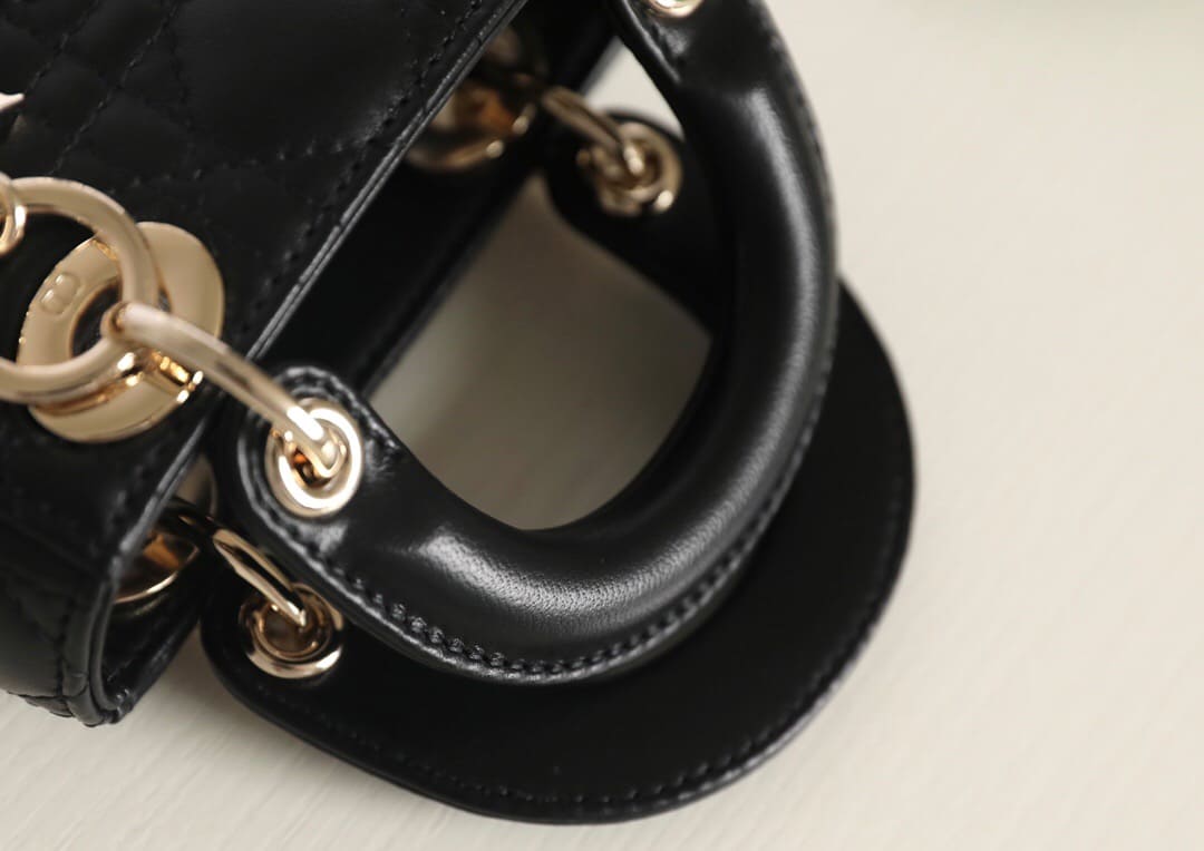 TÚI CHRISTIAN DIOR Women Micro Lady Dior Bag Black Cannage Lambskin Top Quality