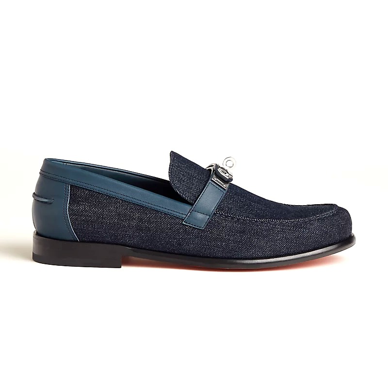 GIÀY HERMES Destin loafer Bleu Brut Bleu Céleste