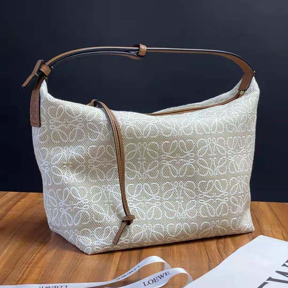 TÚI LOEWE Cubi Bag in Anagram Jacquard and Calfskin