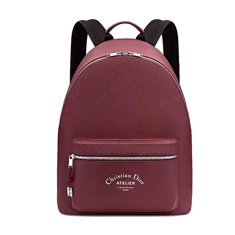 BALO Dior Rider Rucksack in Burgundy Grained Calfskin-Maroon
