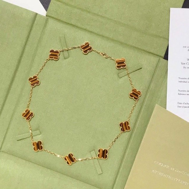 DÂY CHUYỀN VAN CLEEF & ARPELS ALHAMBRA TIGER EYE GOLD 18K YELLOW GOLD
