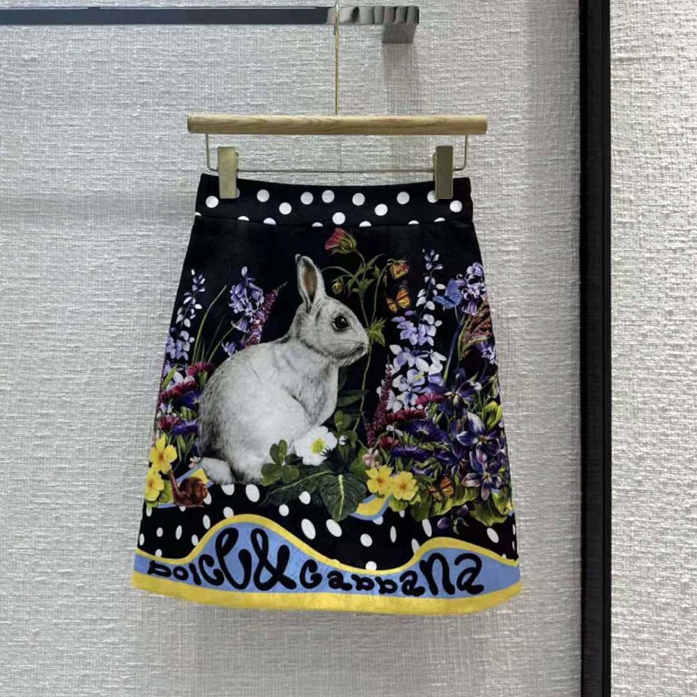 Chân váy Dolce Gabbana D&G Rabbit-Print Brocade Miniskirt