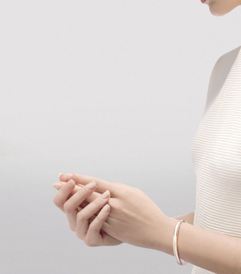 Vòng tay BVLGARI Rose Gold and Steel B.Zero1 Bangle vàng hồng18K