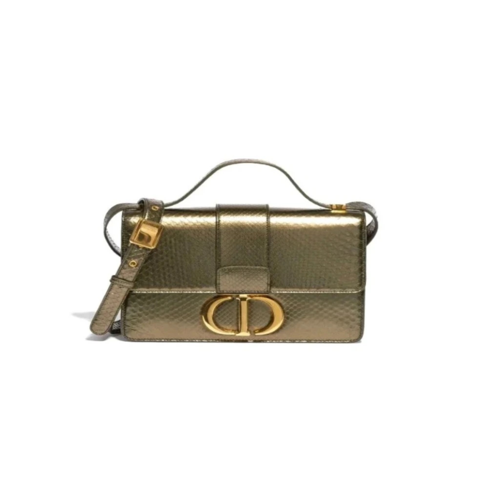 TÚI Dior 30 Montaigne Medium Python Green Metallic DA TRĂN