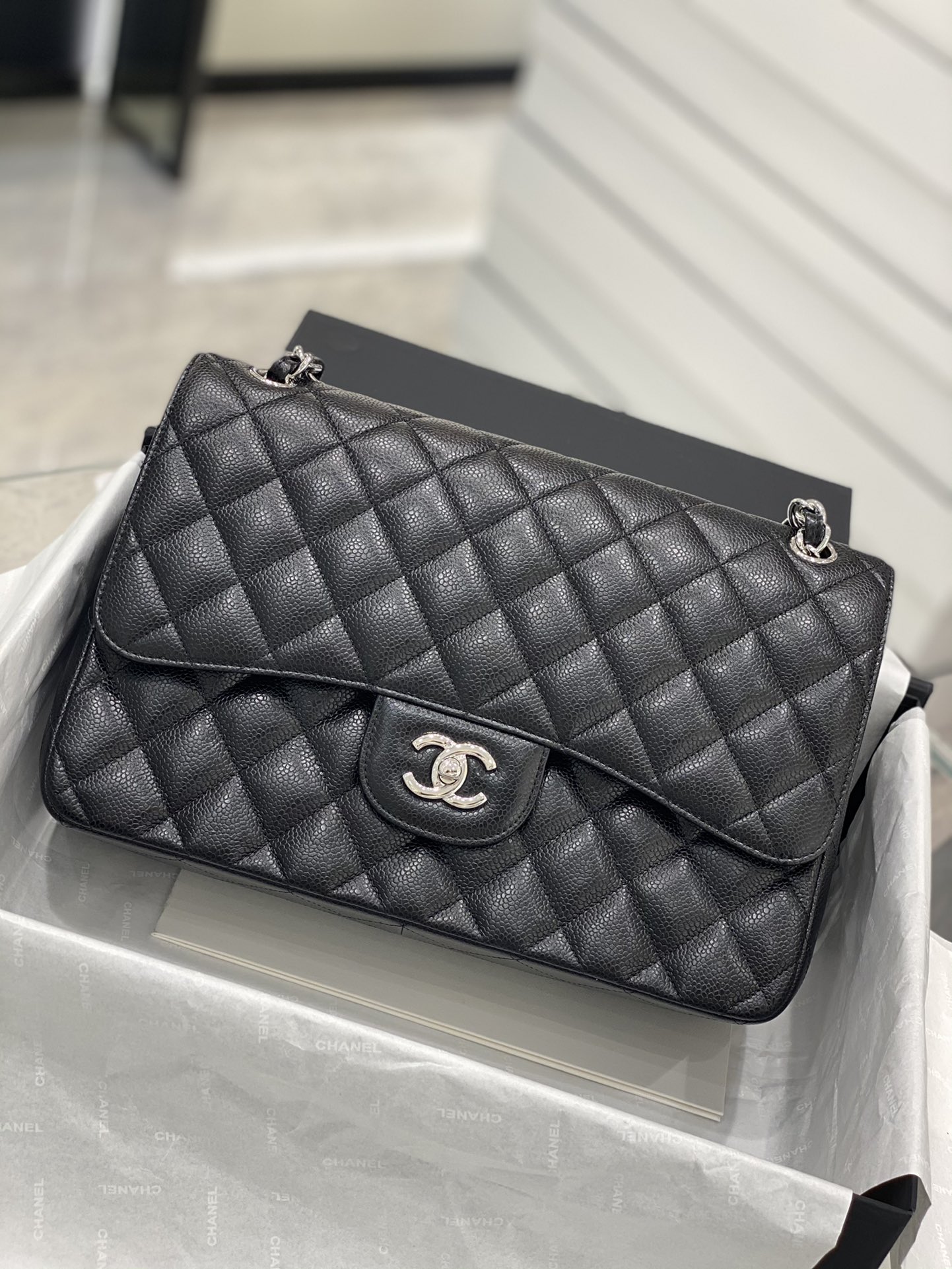 TÚI CHANEL CF 30 CAVIAR BLACK DA HAAS SILVER