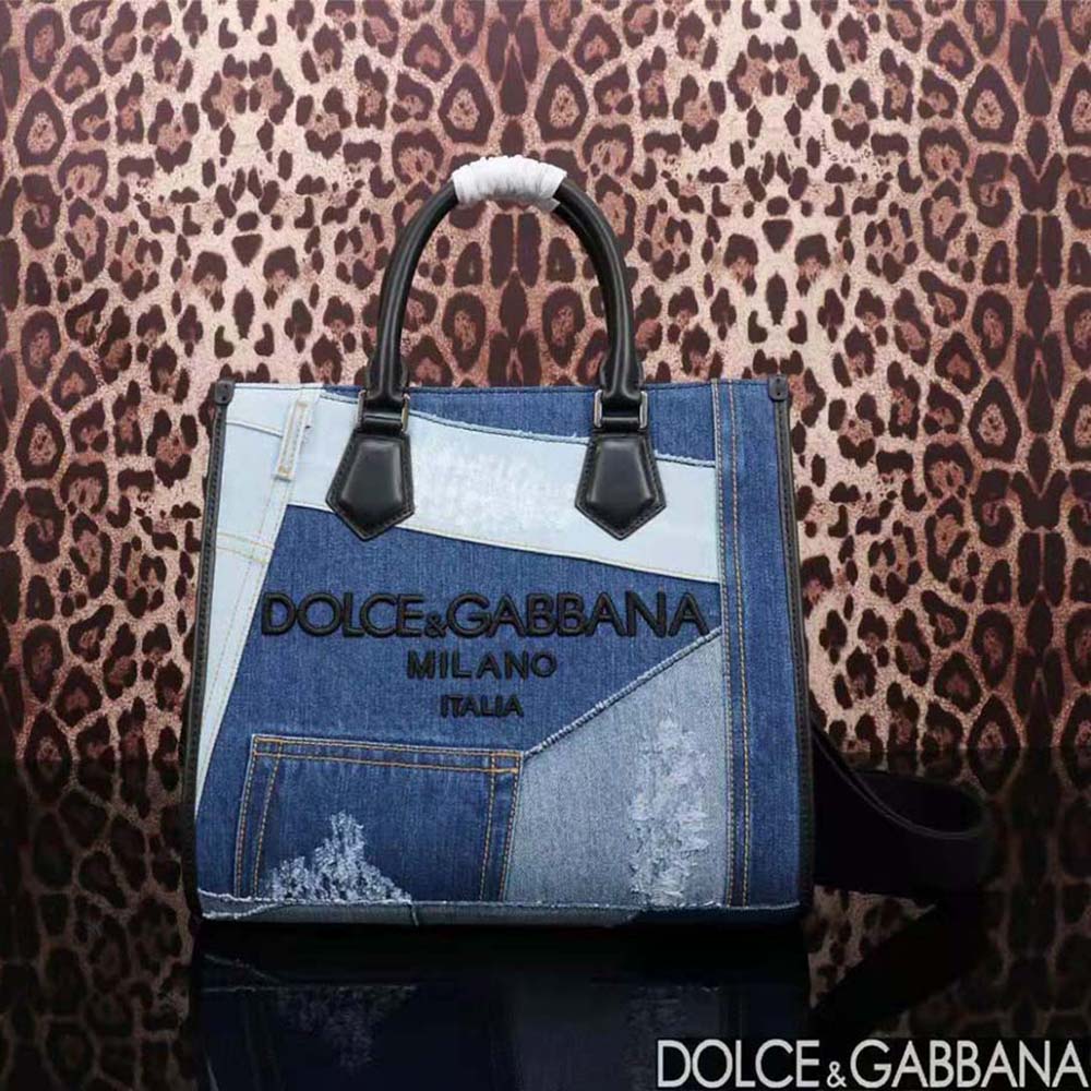 TÚI Dolce Gabbana D&G Women Denim Shopper with Embroidered Logo