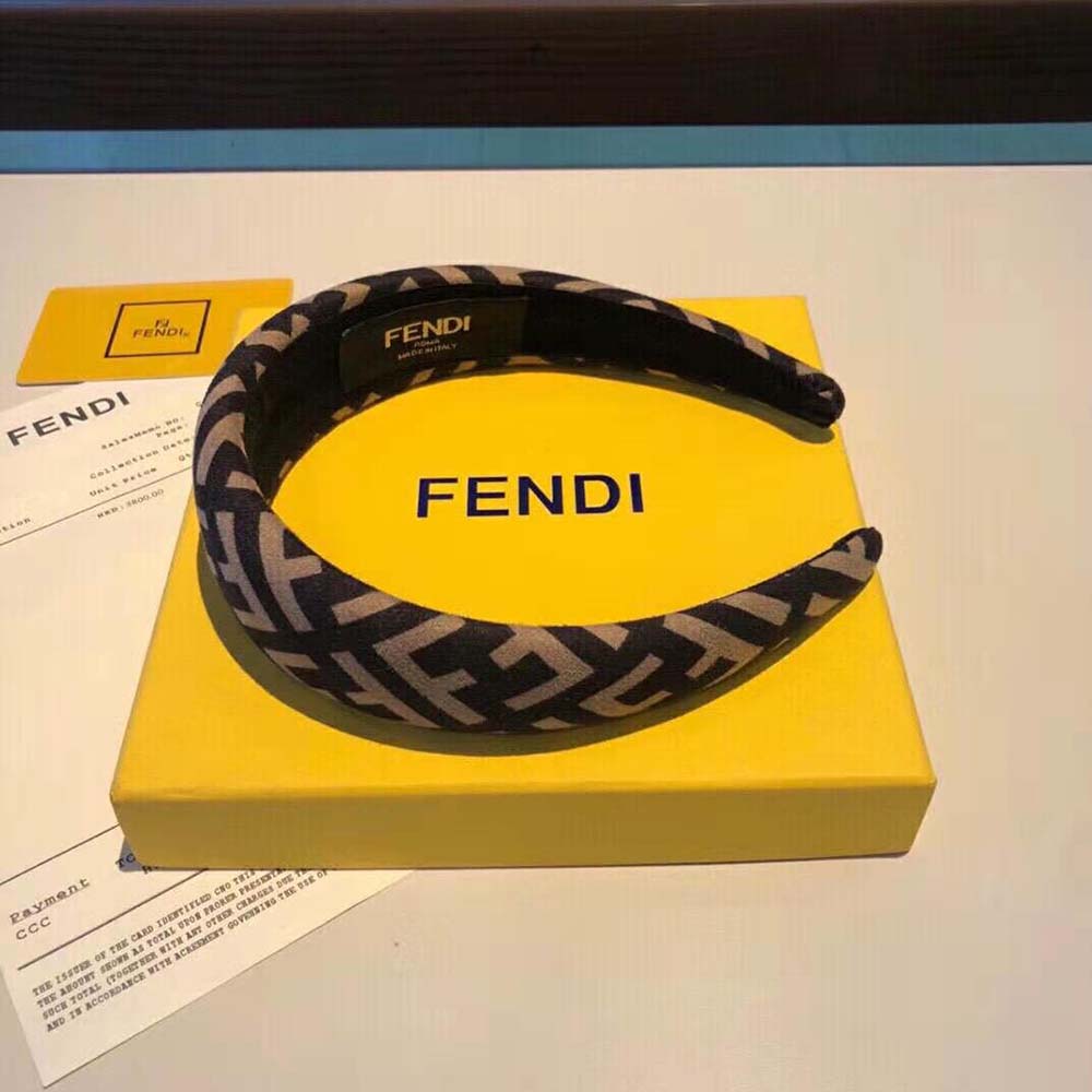 Bờm tóc Fendi Women Headband in Brown Wool Cashmere and Silk