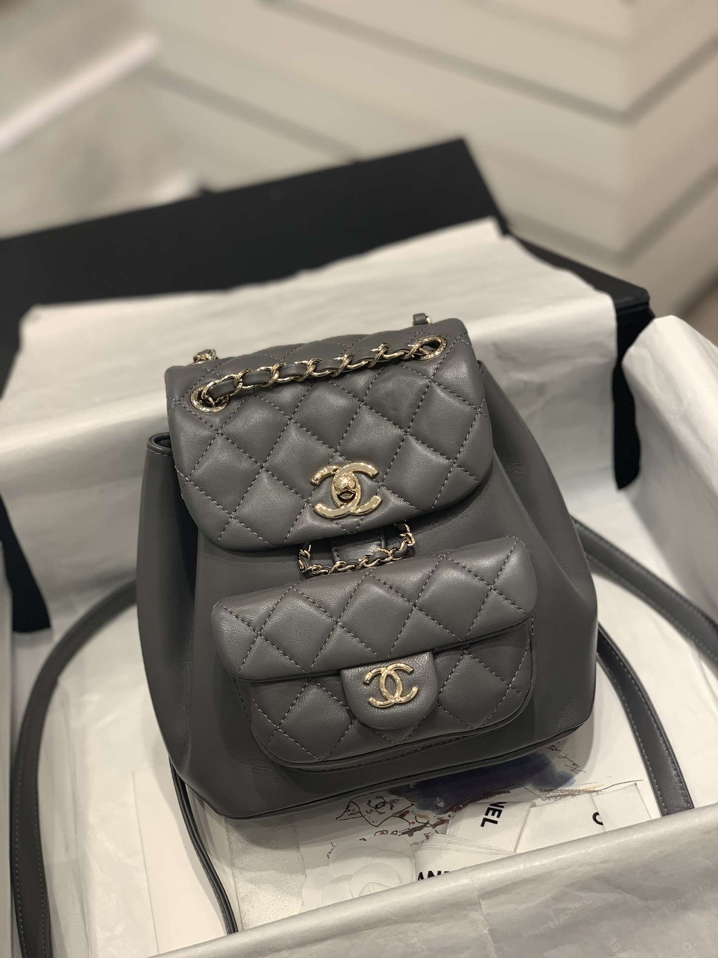 TÚI CHANEL DUMA Black đen da HAAS