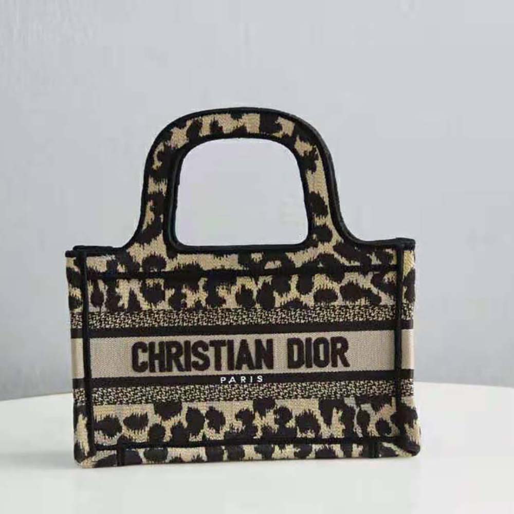 TÚI Dior Women Mini Dior Book Tote Beige Multicolor Mizza Embroidery