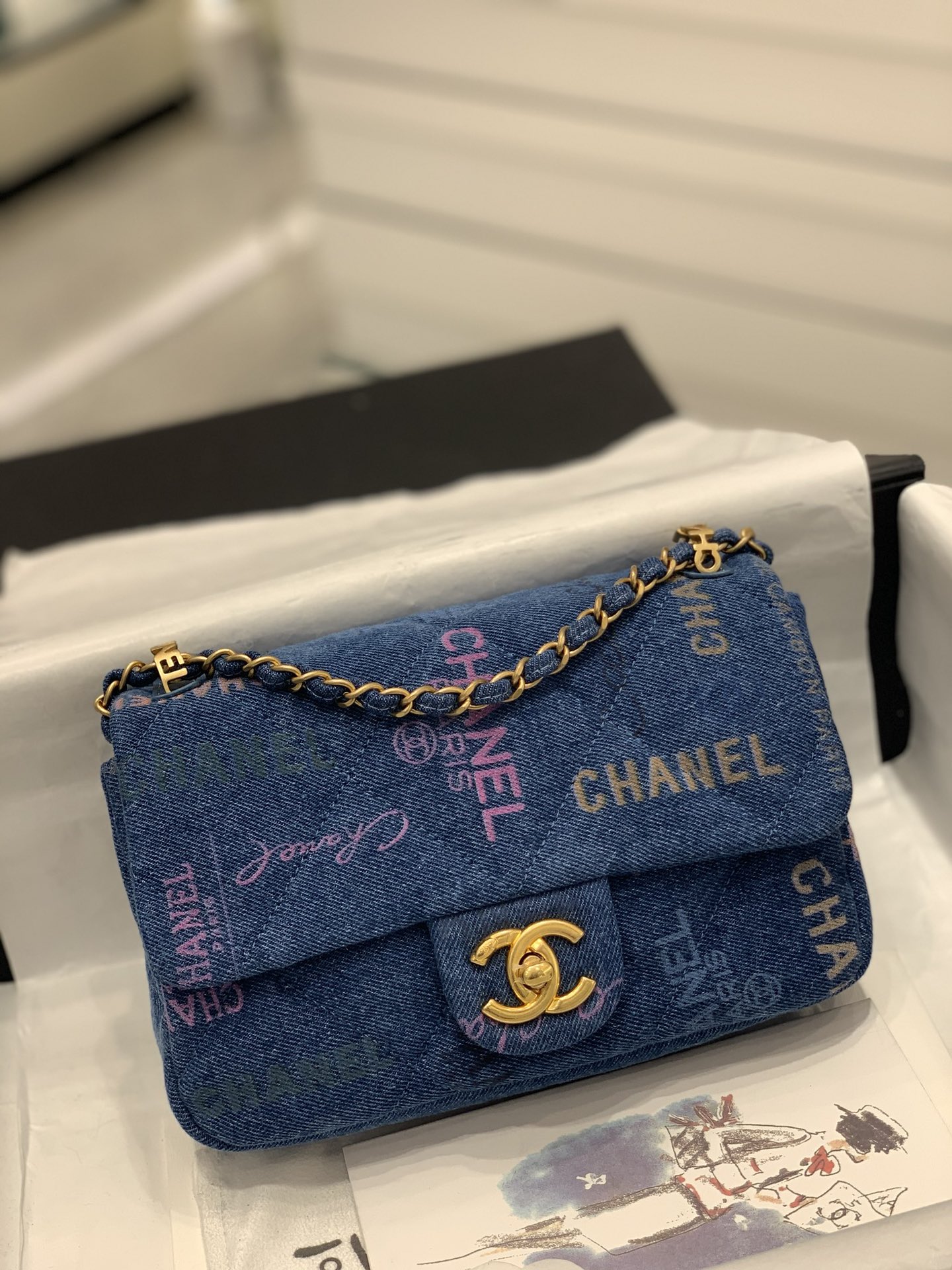 TÚI CHANEL 22S Mini Denim blue xanh vải Denim