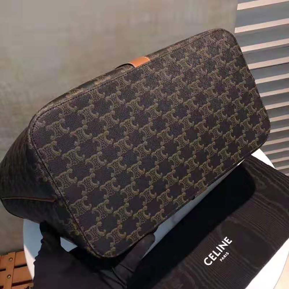 TÚI Celine Women Medium Cabas in Triomphe Canvas-Brown